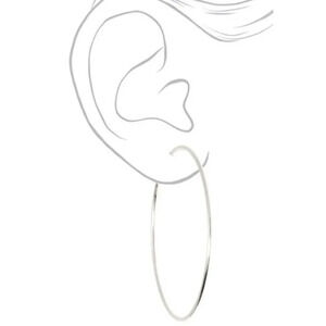 Claire's Oversized Silvertone 4" Earrings. JM15